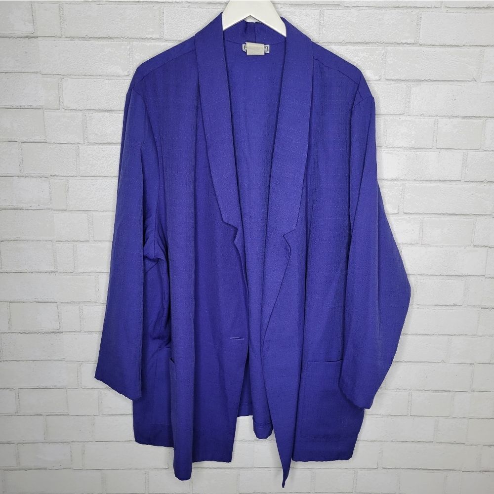 Main Street Classics VINTAGE 90s Purple Indigo Open Front Blazer